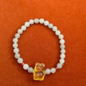 Hetian Jade + Amber Bear